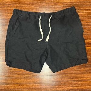 Cubavera Pull On Shorts Men Medium Black Linen- Linen Blend Drawstring 6” Inseam